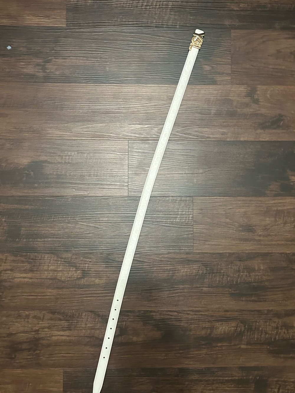 Saint Laurent White Leather Logo Buckle Belt